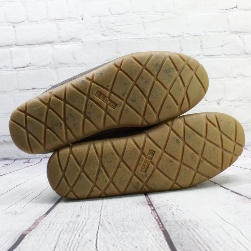 LL Bean Slippers Wicked Good Moosehide Slipper Moccasin Brown Leather Size 11 M - Picture 9 of 9